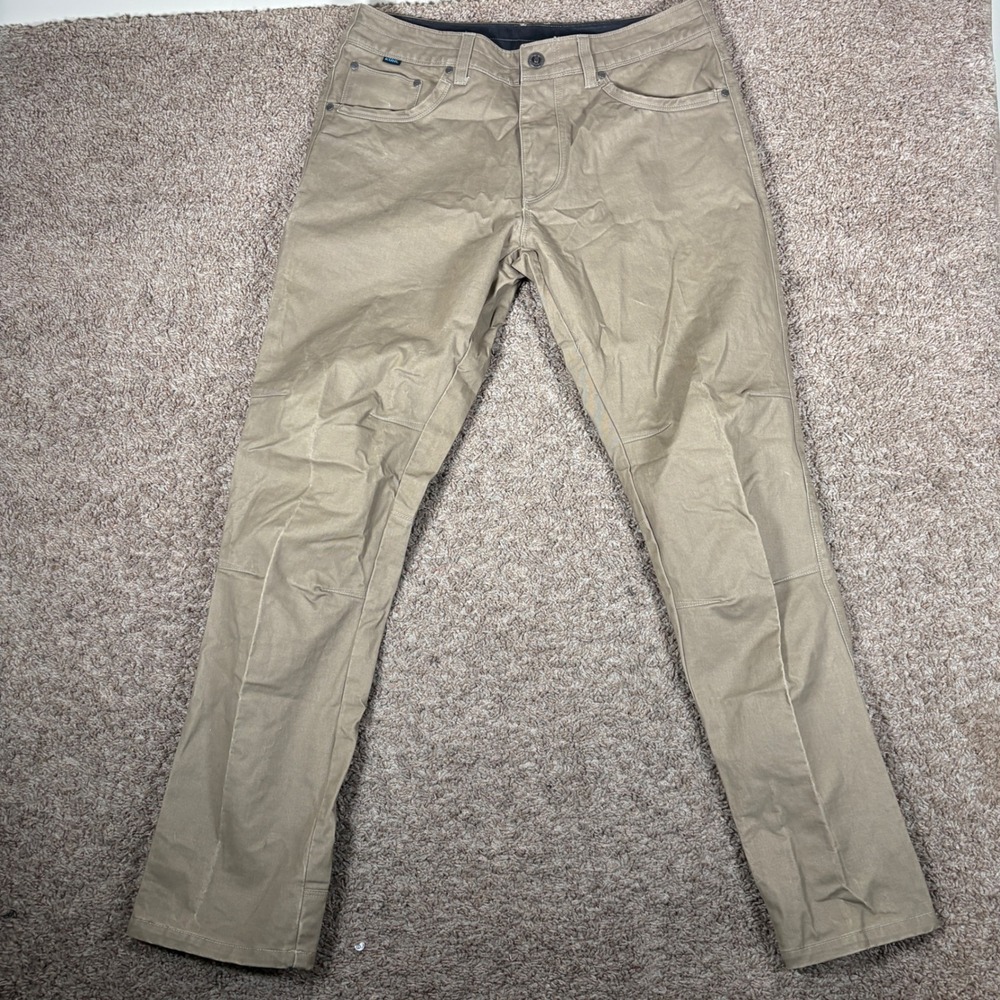 Kuhl Free Rydr Mens 34x32 Khaki Tan Tapered Fit Hiking Work Pants 5015